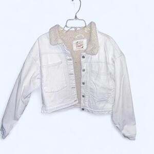 Stoosh white denim jacket with fleece lining